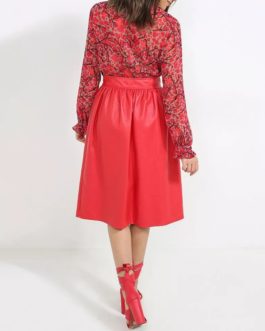 Atos Lombardini Multicolored Eco Leather Midi Dress