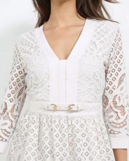 Atos Lombardini Mini Crochet Dress