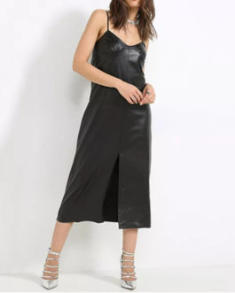 Atos Lombardini Slit Eco Leather Dress