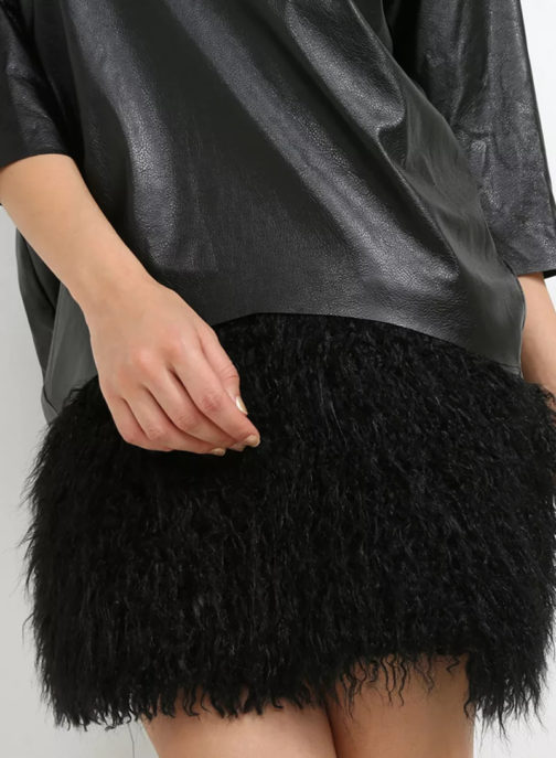 Atos Lombardini Fur Detailed Eco Leather Dress - Image 3