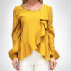 Atos Lombardini Long Sleeve Ruffled Blouse Chain Detail - Image 6