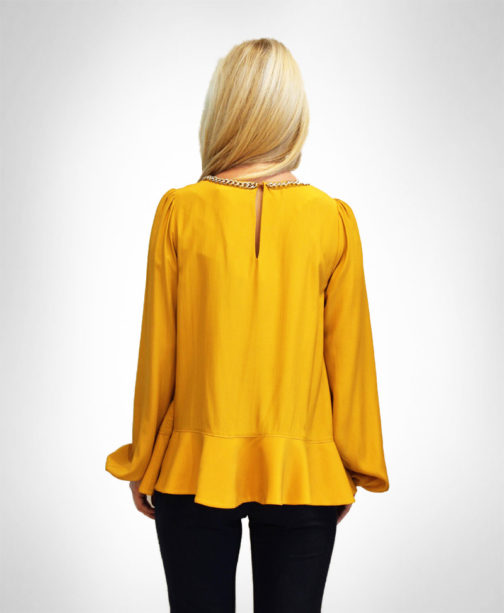 Atos Lombardini Long Sleeve Ruffled Blouse Chain Detail - Image 7