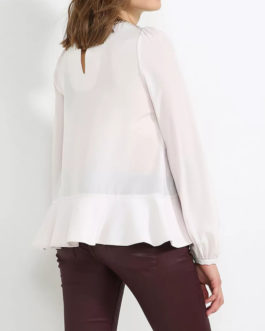 Atos Lombardini Long Sleeve Ruffled Blouse Chain Detail
