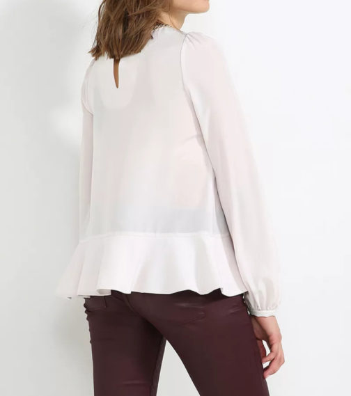 Atos Lombardini Long Sleeve Ruffled Blouse Chain Detail - Image 2