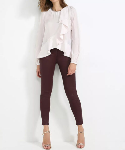 Atos Lombardini Long Sleeve Ruffled Blouse Chain Detail - Image 3