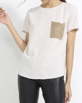 Atos Lombardini Gold Pocket Blouse Short Sleeve