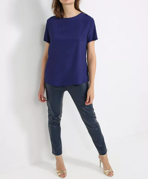 Atos Lombardini Short Sleeve Silky Basic Top - Image 6