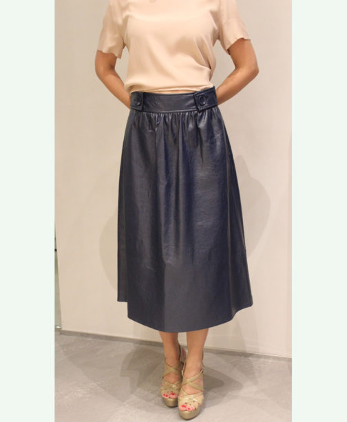 Atos Lombardini High Waist Eco Leather Midi Skirt - Image 8