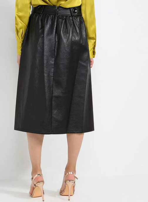 Atos Lombardini High Waist Eco Leather Midi Skirt - Image 5