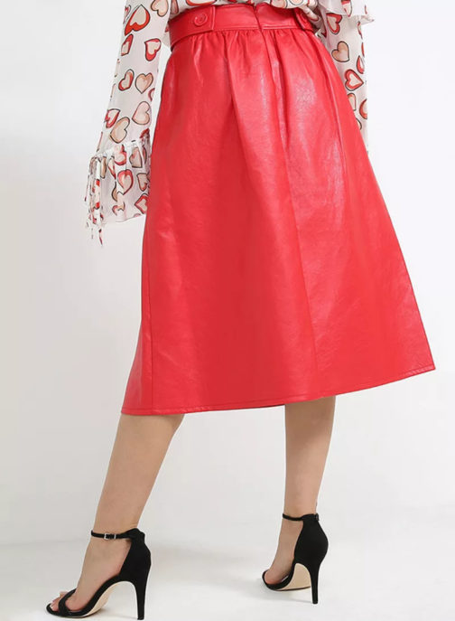 Atos Lombardini High Waist Eco Leather Midi Skirt - Image 2