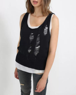 Atos Lombardini Knitted Ripped Top
