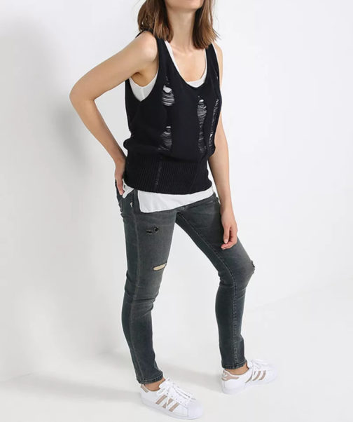 Atos Lombardini Knitted Ripped Top - Image 3