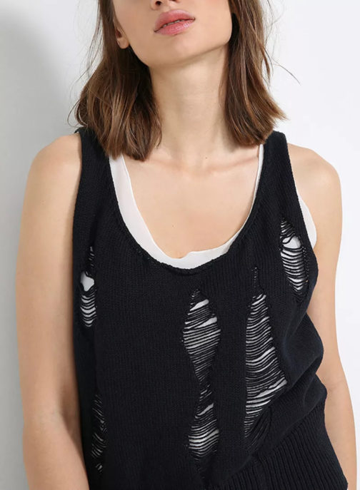 Atos Lombardini Knitted Ripped Top - Image 4