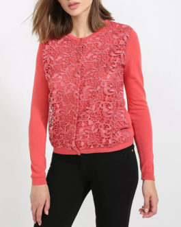 Atos Lombardini Long Sleeve Cardigan With Crochet