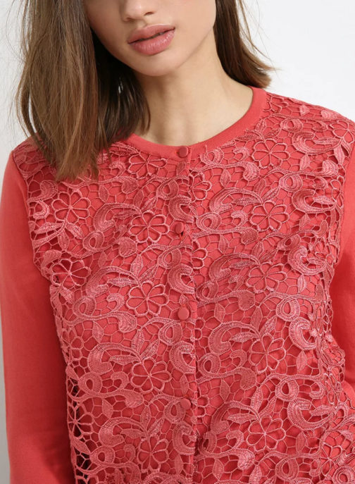 Atos Lombardini Long Sleeve Cardigan With Crochet - Image 4