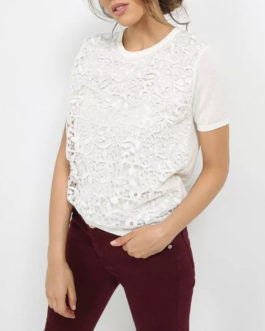 Atos Lombardini Short Sleeve Cardigan With Crochet