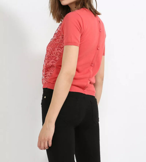 Atos Lombardini Short Sleeve Cardigan With Crochet - Image 4
