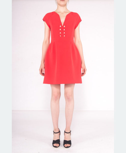 Atos Lombardini Gold Buttoned Mini Dress - Image 6
