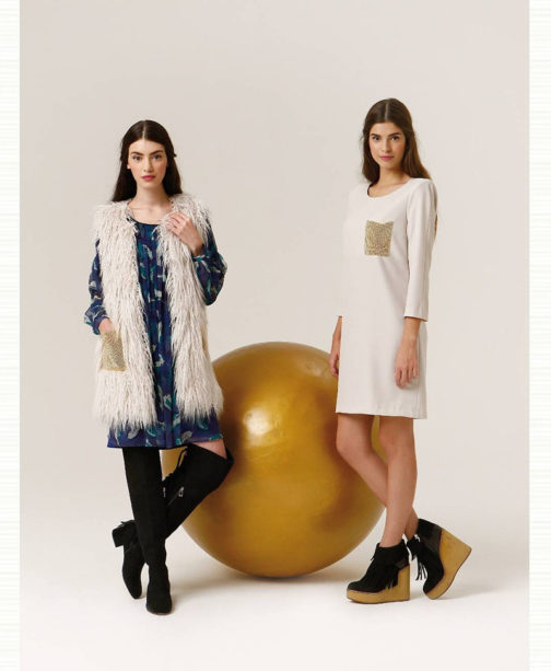Atos Lombardini Gold Pocket Long Sleeve Dress - Image 6