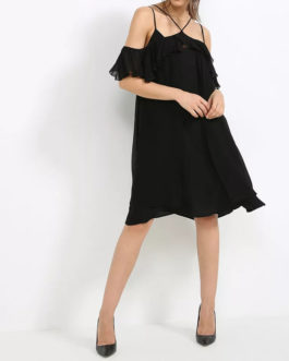 Atos Lombardini Off Shoulder Silky Mini Dress