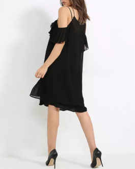 Atos Lombardini Off Shoulder Silky Mini Dress