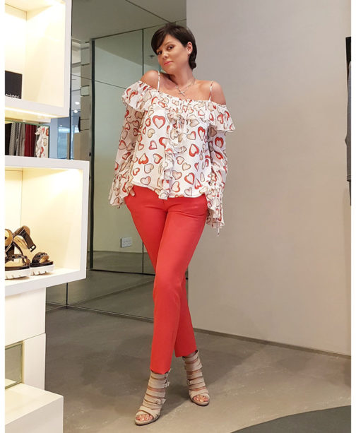 Atos Lombardini Off Shoulder Printed Top With Hearts - Image 5