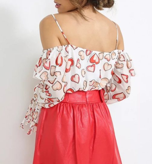 Atos Lombardini Off Shoulder Printed Top With Hearts - Image 2