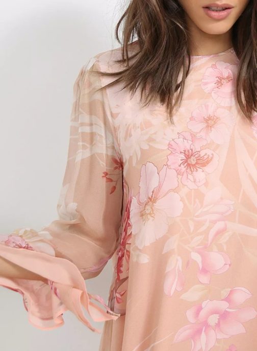 Atos Lombardini Flared Floral Dress Peach - Image 3