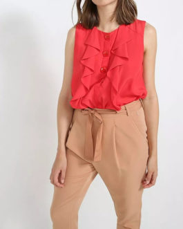 Atos Lombardini Sleeveless Ruffled Top