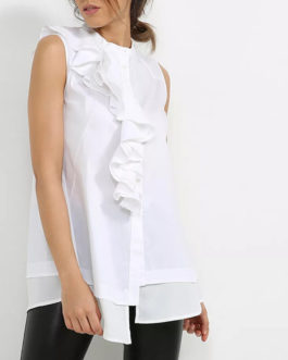 Atos Lombardini Ruffled Shirt White