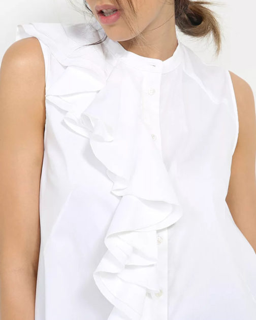 Atos Lombardini Ruffled Shirt White - Image 4