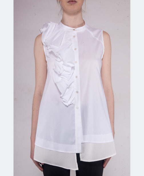 Atos Lombardini Ruffled Shirt White - Image 5